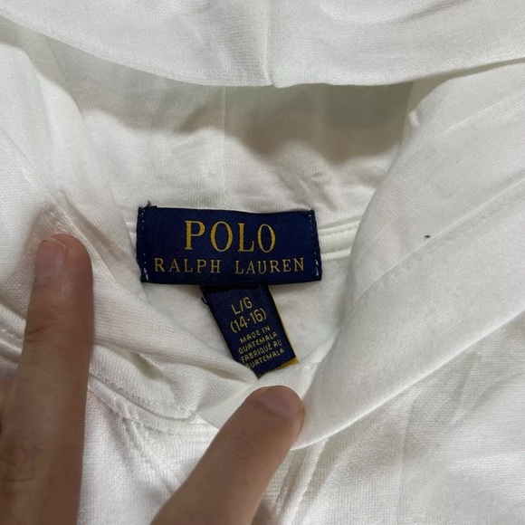 New blank POLO RALPH LAUREN Fleece Pullover Hoodie in White SZ. L kids - Picture 4 of 9
